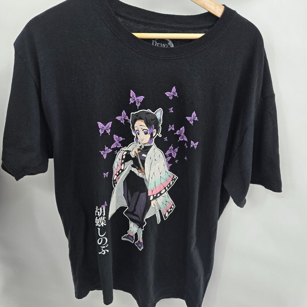 Demon Slayer Kimetsu no Yaiba Shinobu Kocho Butterfly Short Sleeved T-Shirt L
